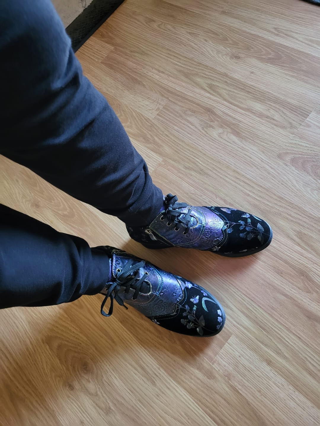 Customer photo review of Genuine Leather Embossed Comfy Ankle Boots
