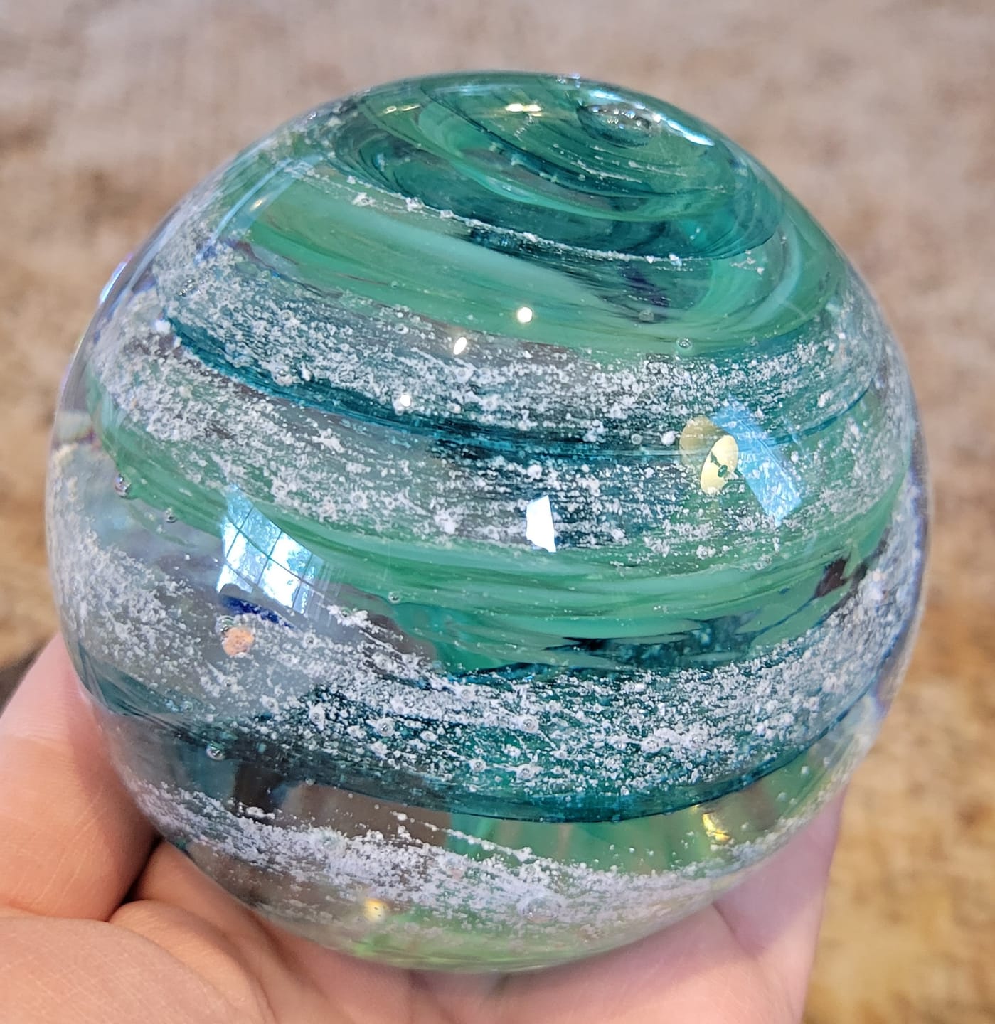 Customer photo review of Tranquil Swirl Paperweight with Cremation Ash