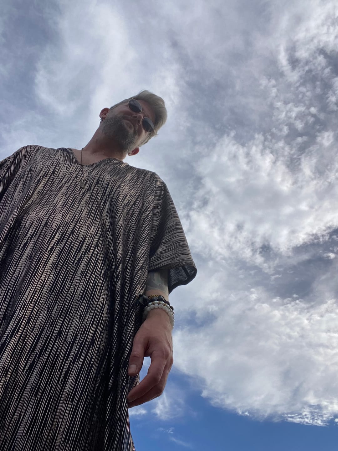 Customer photo review of The Metallic Kaftan // GUNMETAL DASH