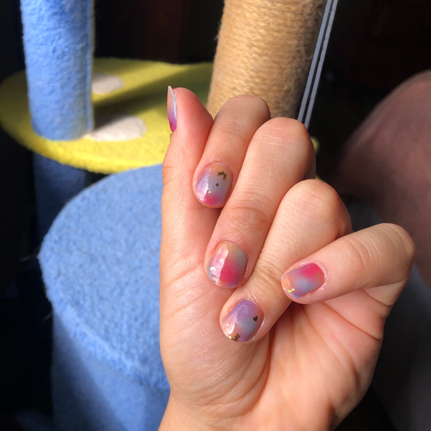 Customer photo review of Aqua Pink (Pearlescent) DIY Semicured Gel Nail Sticker Kit