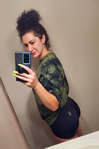Customer photo review of Salty Savage Ladies Mid Rise Training Shorts | Wet Suit Performance | Black