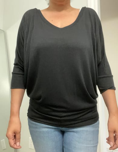 Customer photo review of Natural Vibe Knit V Top (Black)