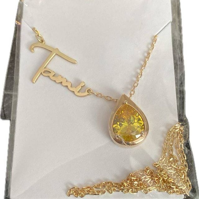 Customer photo review of Birthstone Name Necklace