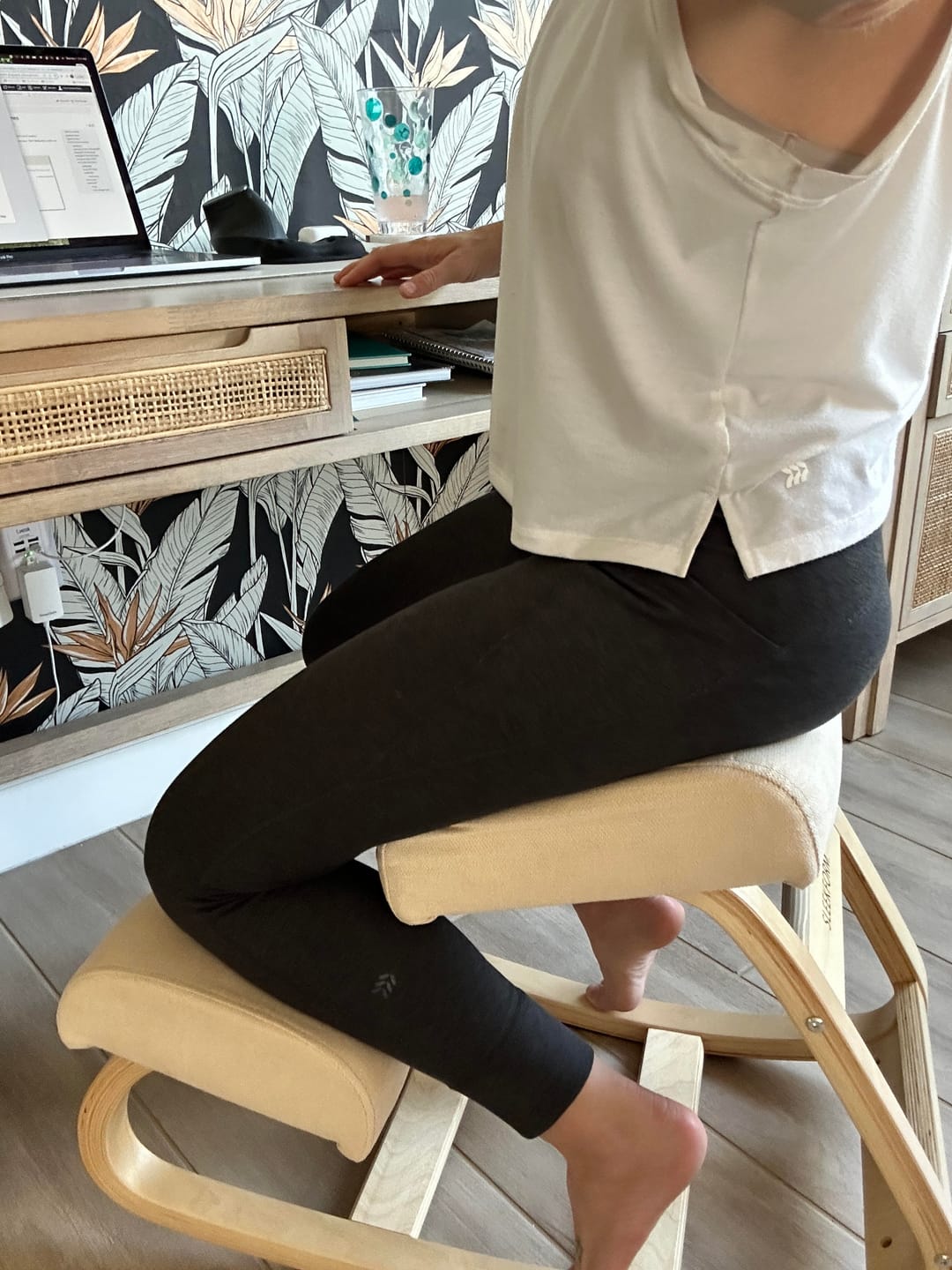 Customer photo review of The Austin Kneeling Chair: Winter Linen