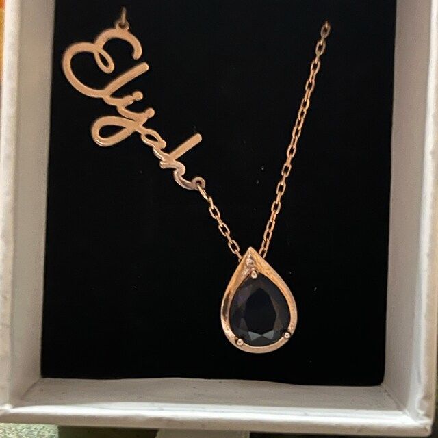 Customer photo review of Birthstone Name Necklace