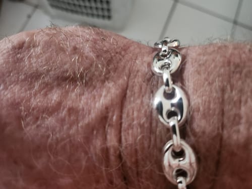 Customer photo review of 925 Sterling Silver Men's Puffed Mariner Chain Bracelet 14mm 9 inch 25 gr