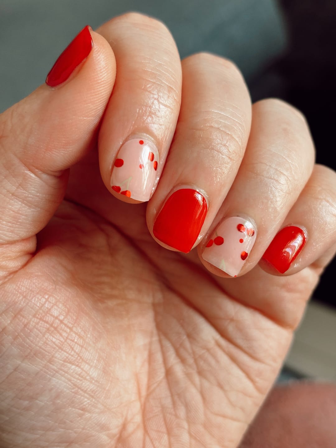 Customer photo review of Cherry Pop DIY Semicured Gel Nail Sticker Kit (LIMITED EDITION)