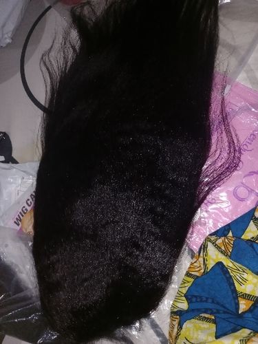 Customer photo review of Pre-Made Clearn Hairline| Kinky Straight Swiss HD Lace/Diamond Fake Scalp 13x6 Lace Frontal Wig