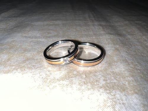 Customer photo review of Tallinn Two Tone Wedding Rings