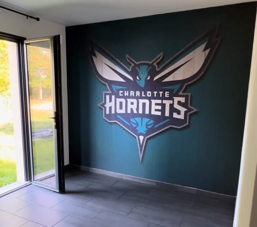 Customer photo review of Papier peint Basketball logo Hornets