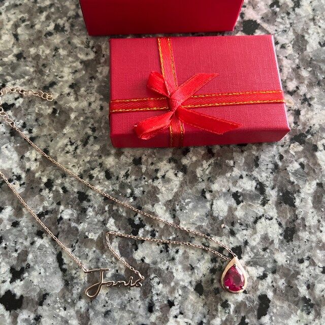 Customer photo review of Birthstone Name Necklace