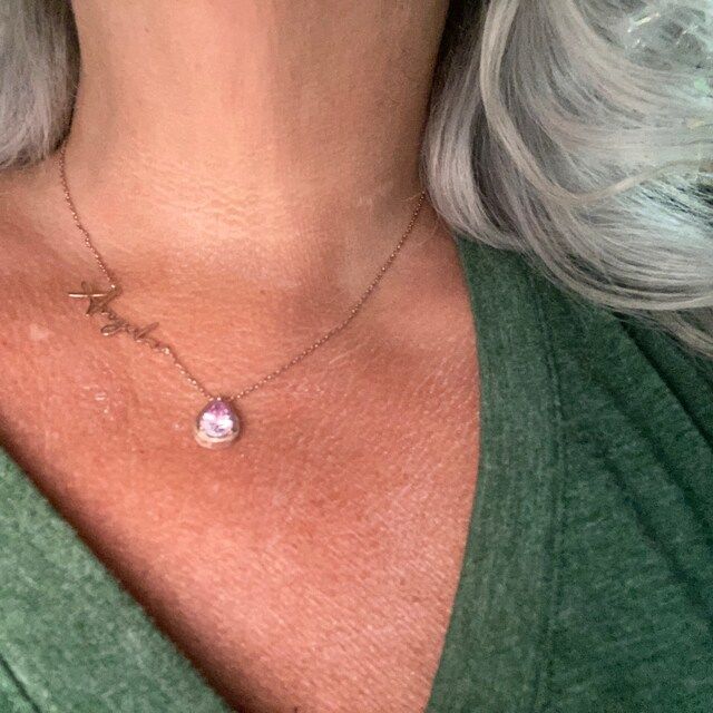 Customer photo review of Birthstone Name Necklace