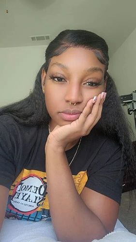 Customer photo review of Pre-Made Clearn Hairline| Kinky Straight Swiss HD Lace/Diamond Fake Scalp 13x6 Lace Frontal Wig