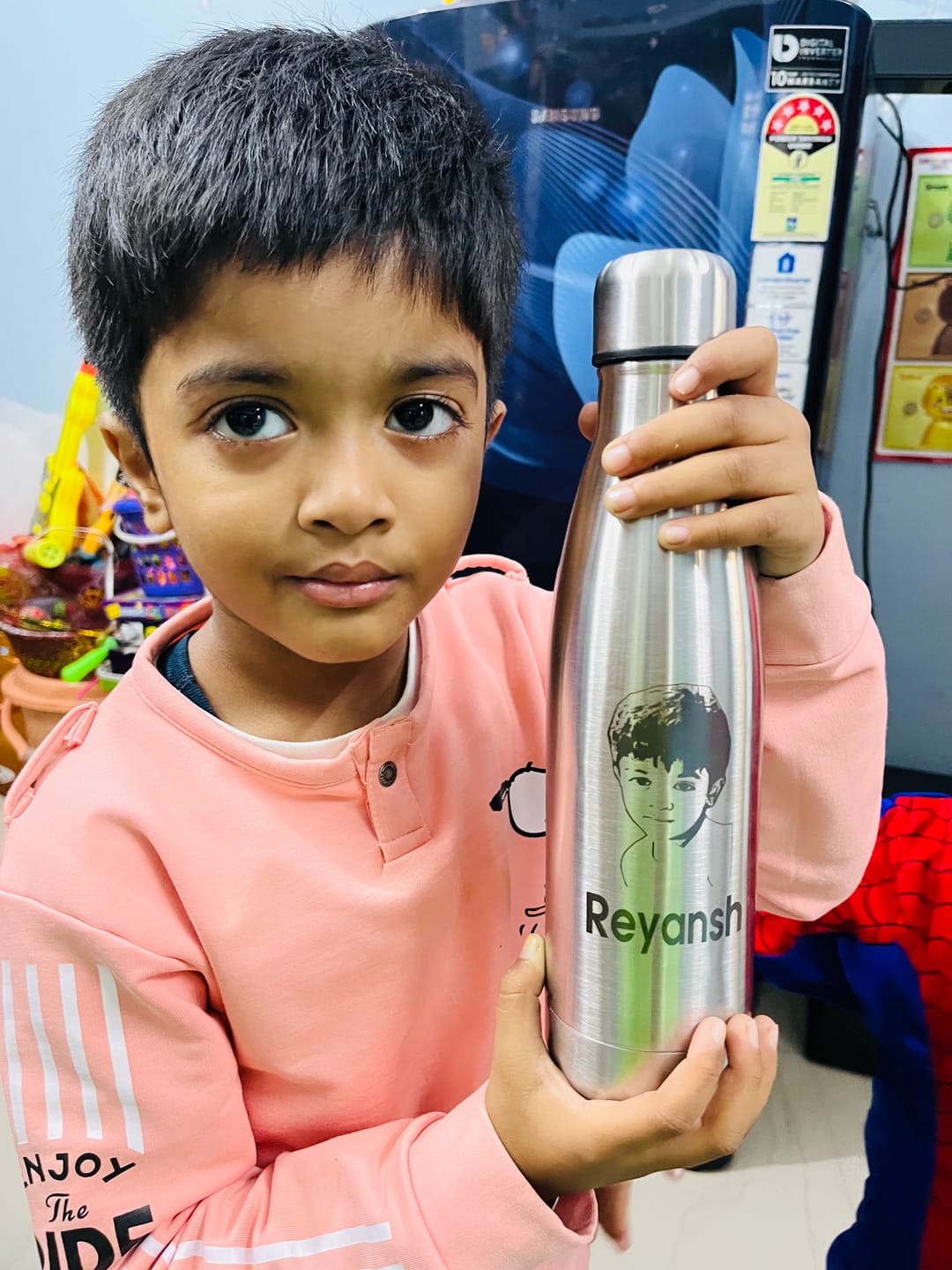 Customer photo review of CUSTOMIZED STAINLESS STEEL WATER BOTTLE