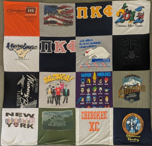 T-shirt quilt featuring cherokee cross country by laurie from NJ