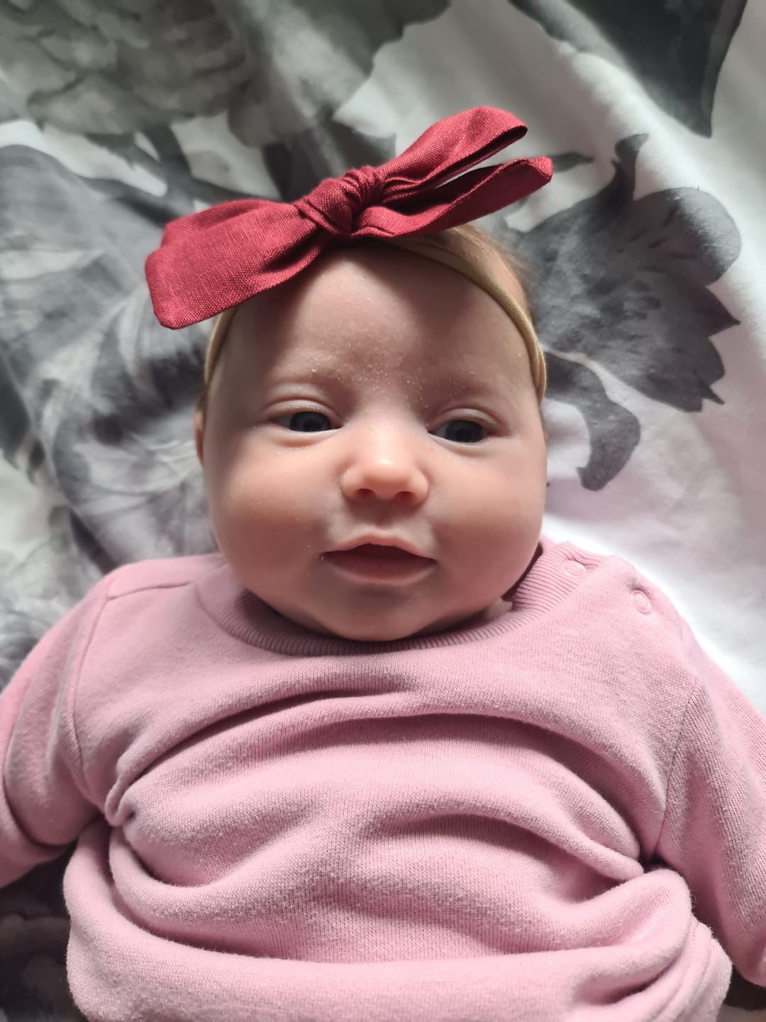 Customer photo review of Skylah Pinwheel Linen Bow - Cherry Red