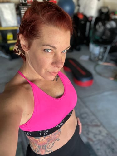 Customer photo review of Salty Savage Ladies Happy Thoughts Sports Bra | Wet Suit Performance | Hot Pink