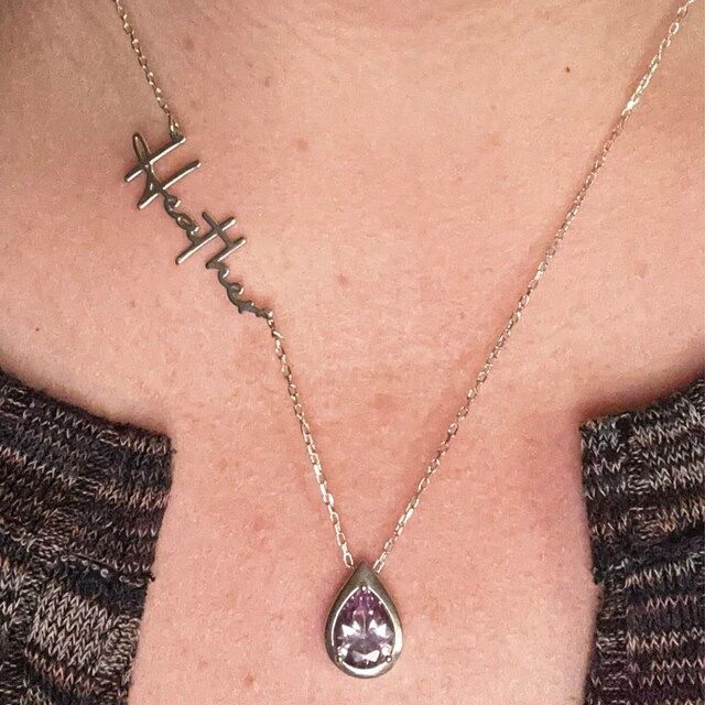 Customer photo review of Birthstone Name Necklace