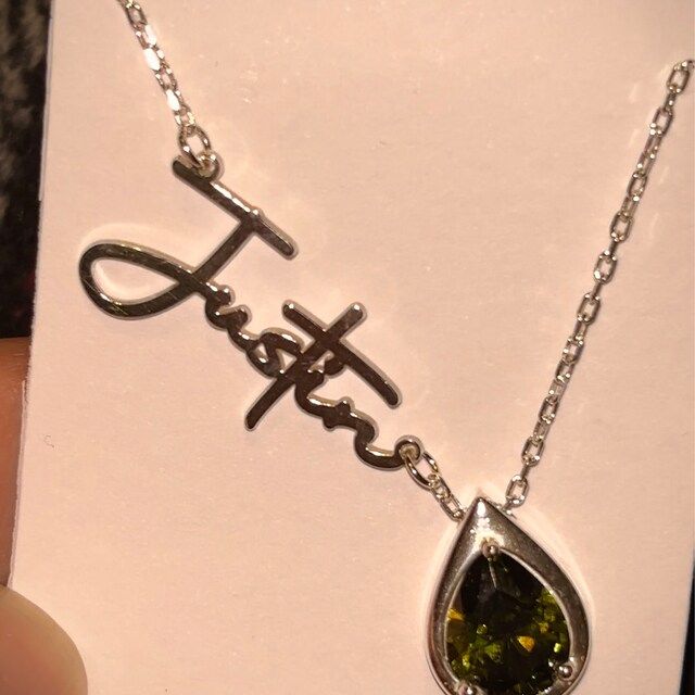 Customer photo review of Birthstone Name Necklace