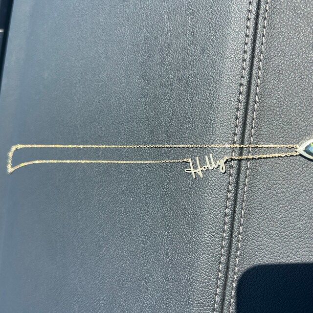 Customer photo review of Birthstone Name Necklace