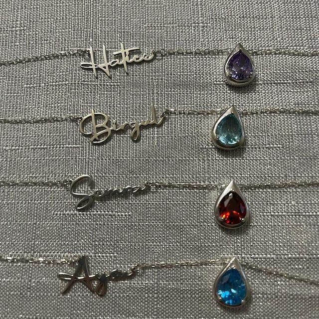 Customer photo review of Birthstone Name Necklace