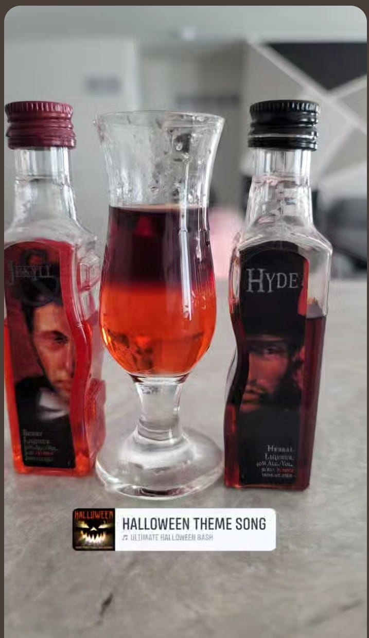 Customer photo review of Jekyll & Hyde Two Liquid Liqueur Mini Shots (48 Of 50ML)