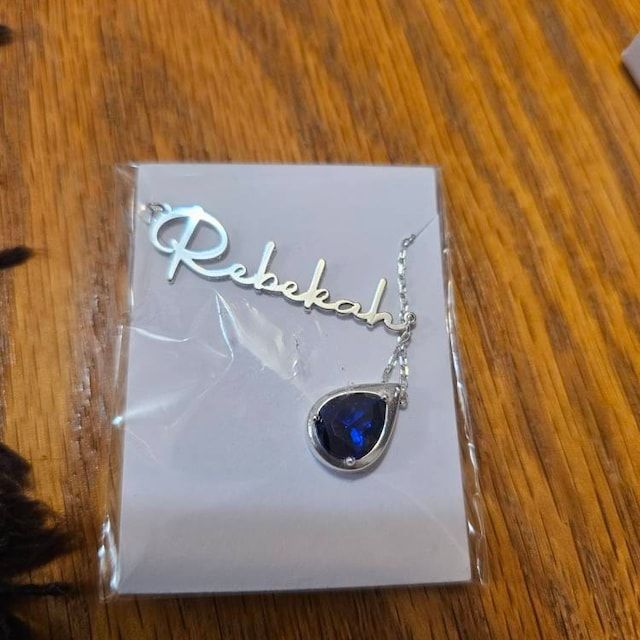 Customer photo review of Birthstone Name Necklace