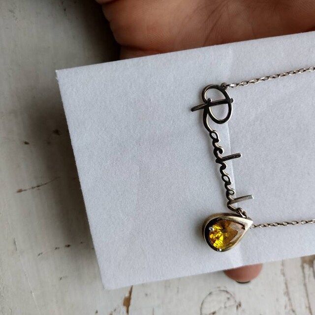 Customer photo review of Birthstone Name Necklace