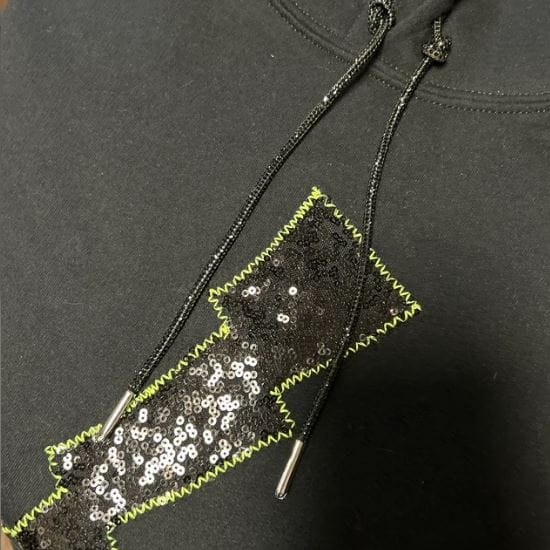 Customer photo review of Black Super Stretch Sequin on Mesh