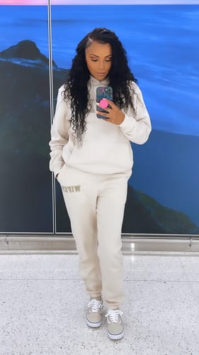 Customer photo review of Wifey Teddy Hoodie - Champagne