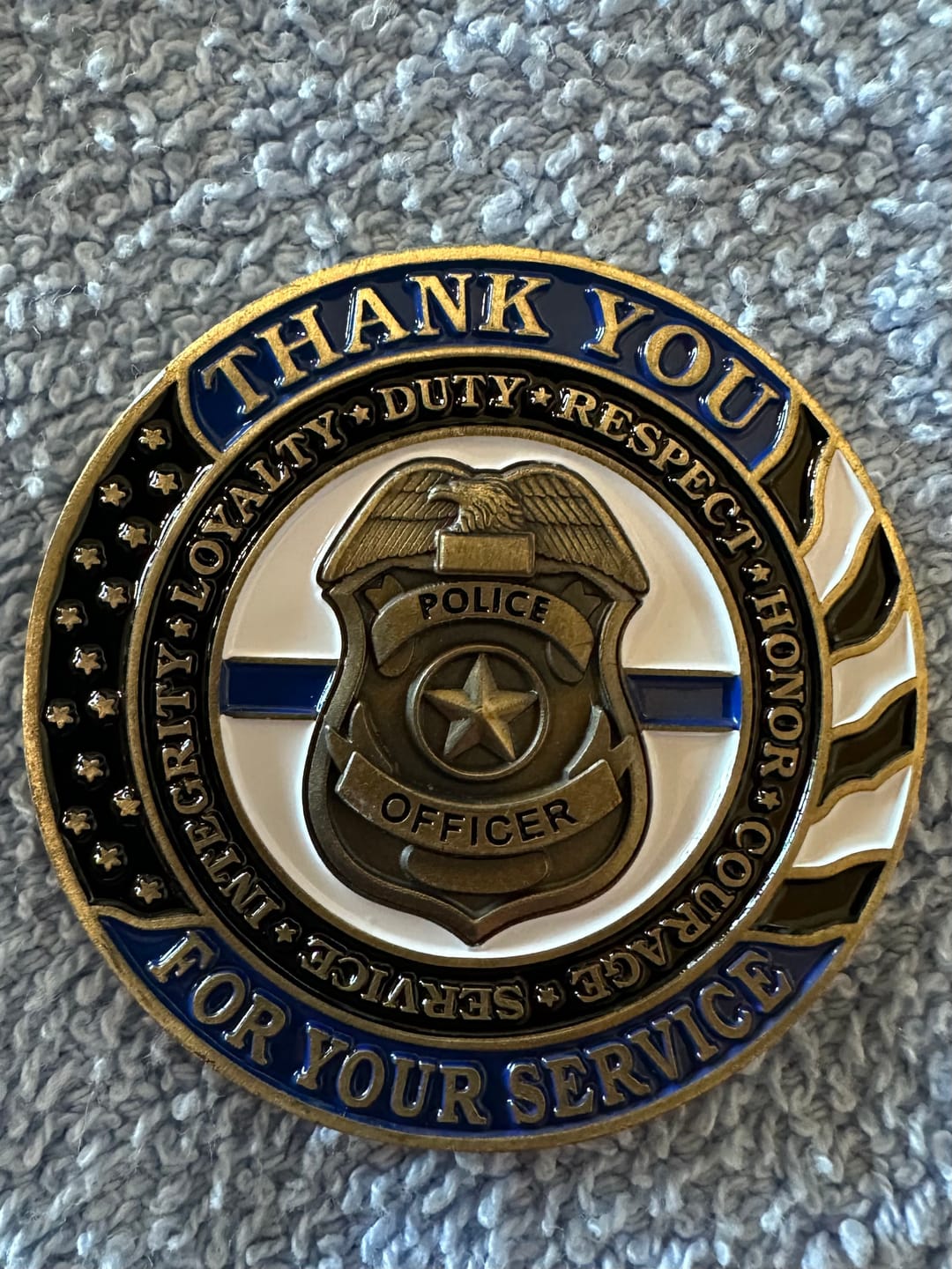 Customer photo review of Police - Thank You For Your Service Coin