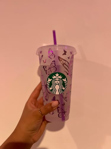 Customer photo review of Butterfly Starbucks Cup |  Custom Tumbler with Straw