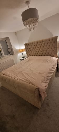 Customer photo review of Plano Soft Grey Naple Chesterfield Sleigh Bed Frame