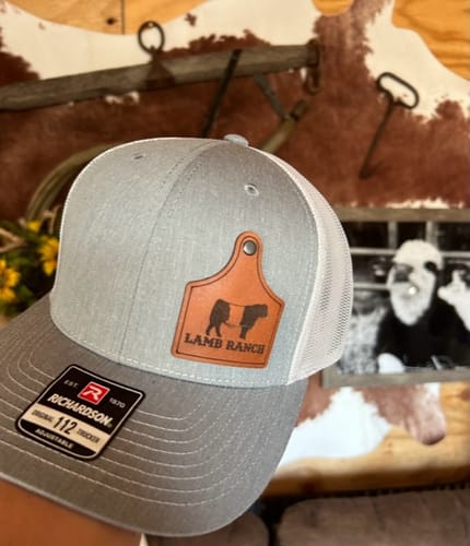 Customer photo review of Ear Tag Custom Leather Patch Trucker Hat - Richardson 112