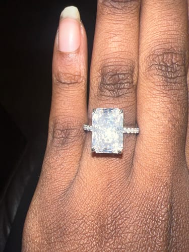 Customer photo review of 7.0Ct Simulated Diamond Radiant Cut Engagement Ring Promise Rings In Sterling Silver