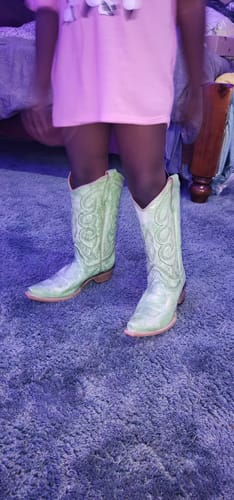 Customer photo review of Circle G by Corral Ladies Hand Painted Lime Green Western Boots L5969