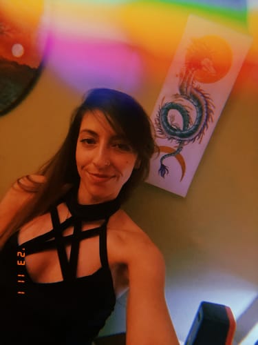 Customer photo review of Velvet buttoned back cross front halter crop top