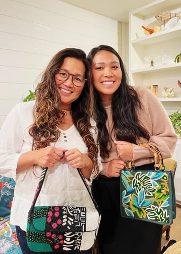 Customer photo review of Evergreen Monstera Embellished Crossbody Bag