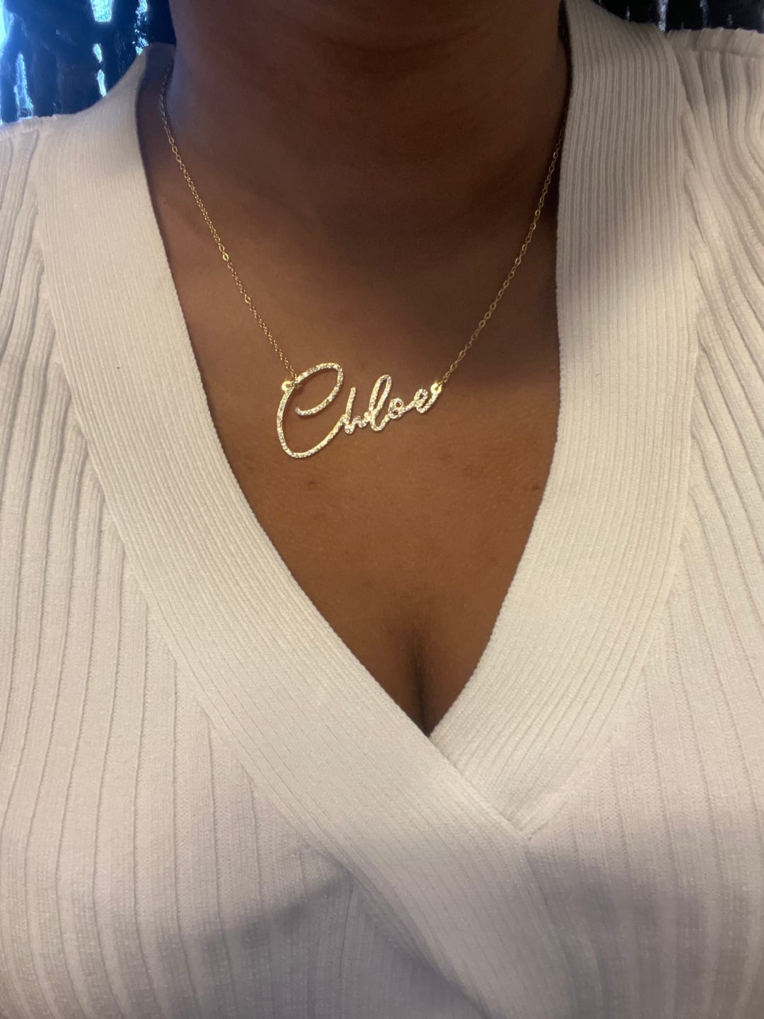 Customer photo review of Luxe Crystal Custom Necklace