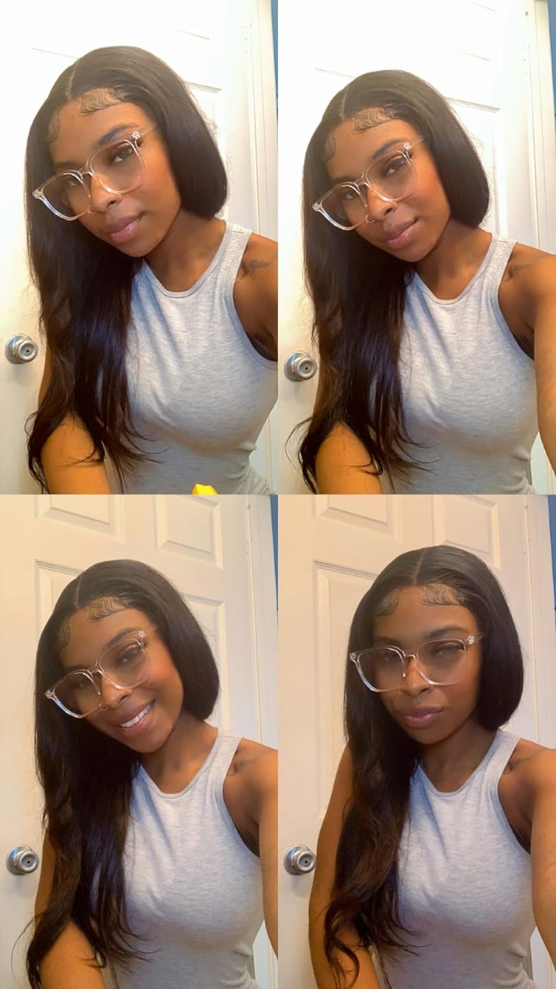 Customer photo review of Wavymy HD Lace Wear Go Wigs Dome Cap Glueless Straight  4x6 Lace Closure Wigs 180% Density