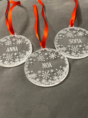 Customer photo review of Personalised  Snowflake Christmas Decoration