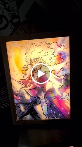 Customer video review of Sun God Nika Luffy Anime LED Light Painting Lamp Night Light Artwork