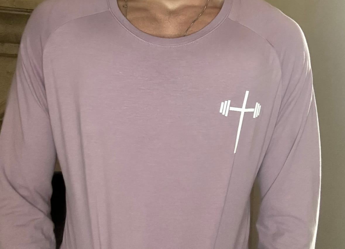Customer photo review of Long Sleeve Performance Tee - Light Purple