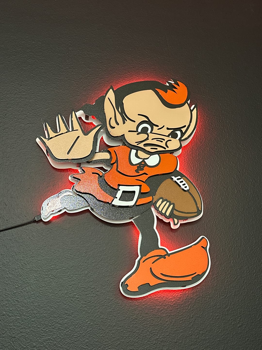 Customer photo review of Cleveland Browns Vintage "1960's Running Brownie" 3D Metal Wall Art