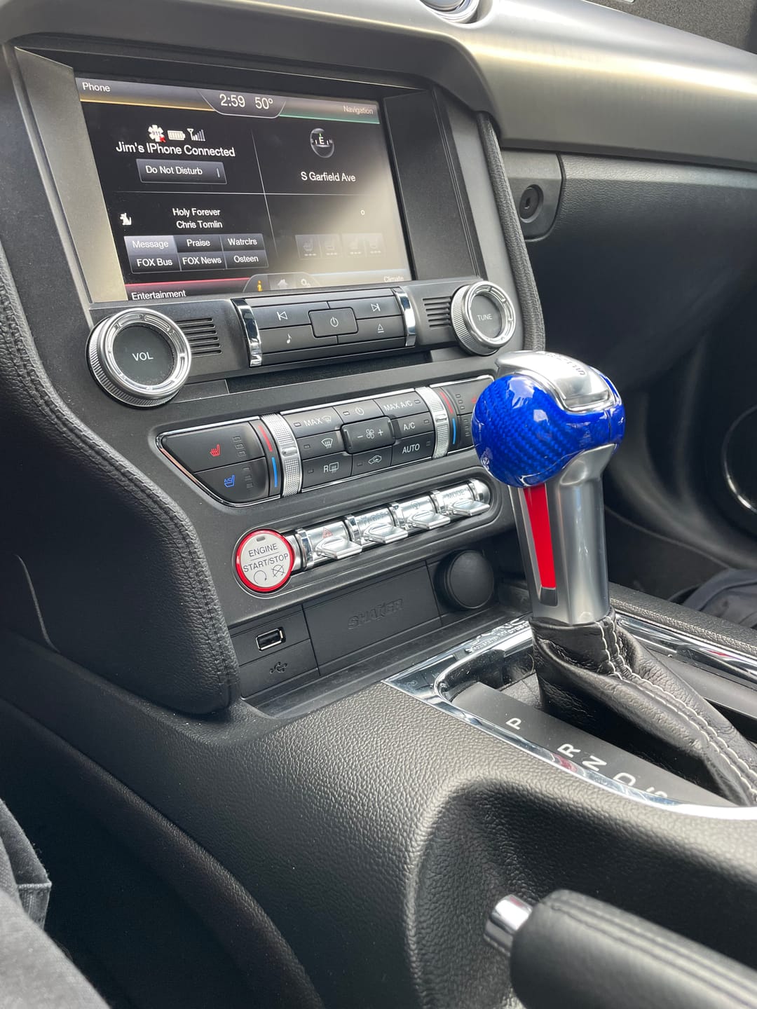 Customer photo review of [2pcs] Real Carbon Fiber Automatic Shift Knob Cover Cover | 2015-2023 Ford Mustang