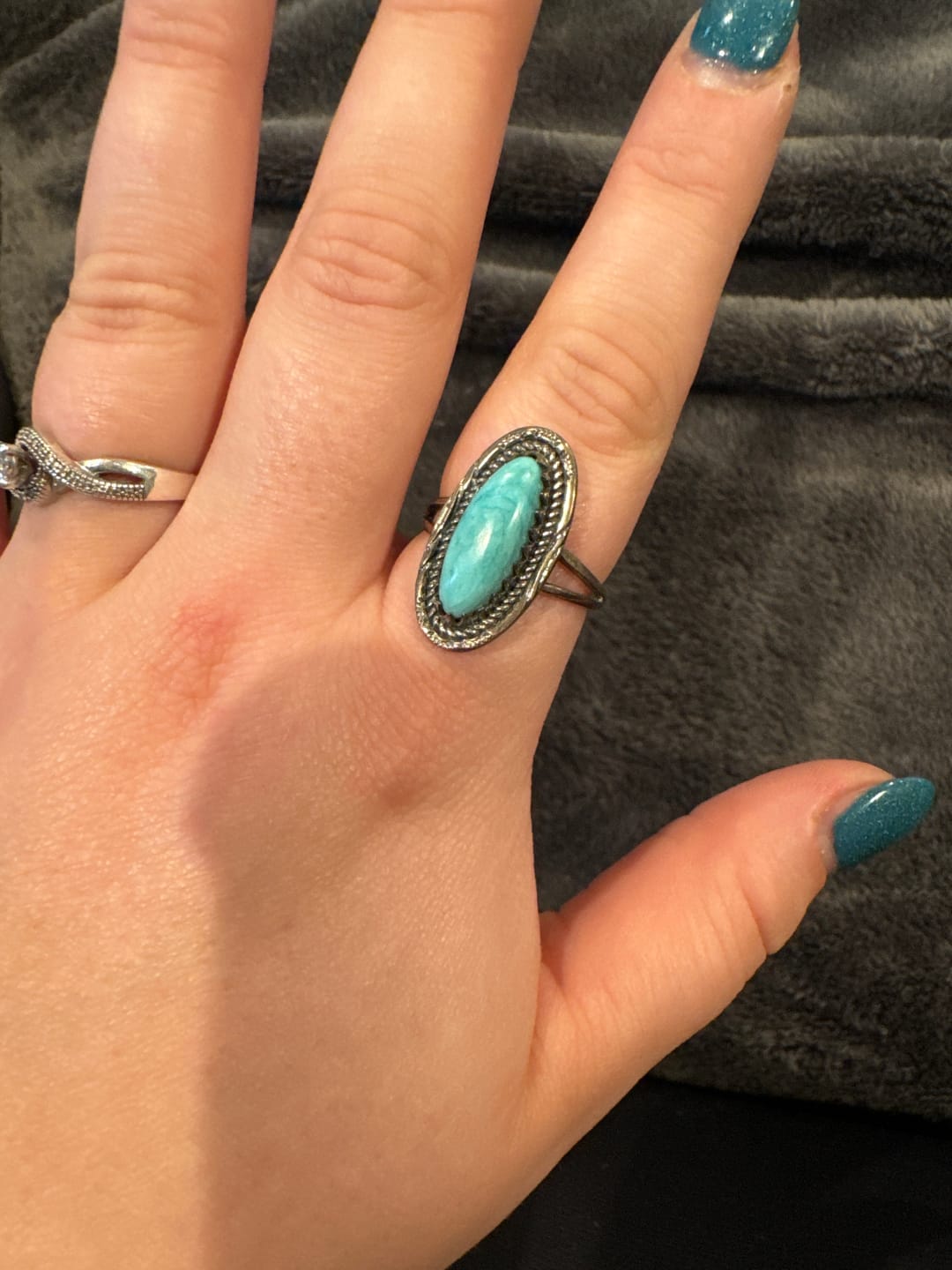 Customer photo review of Southwestern Style Real Turquoise Ring Sterling Silver