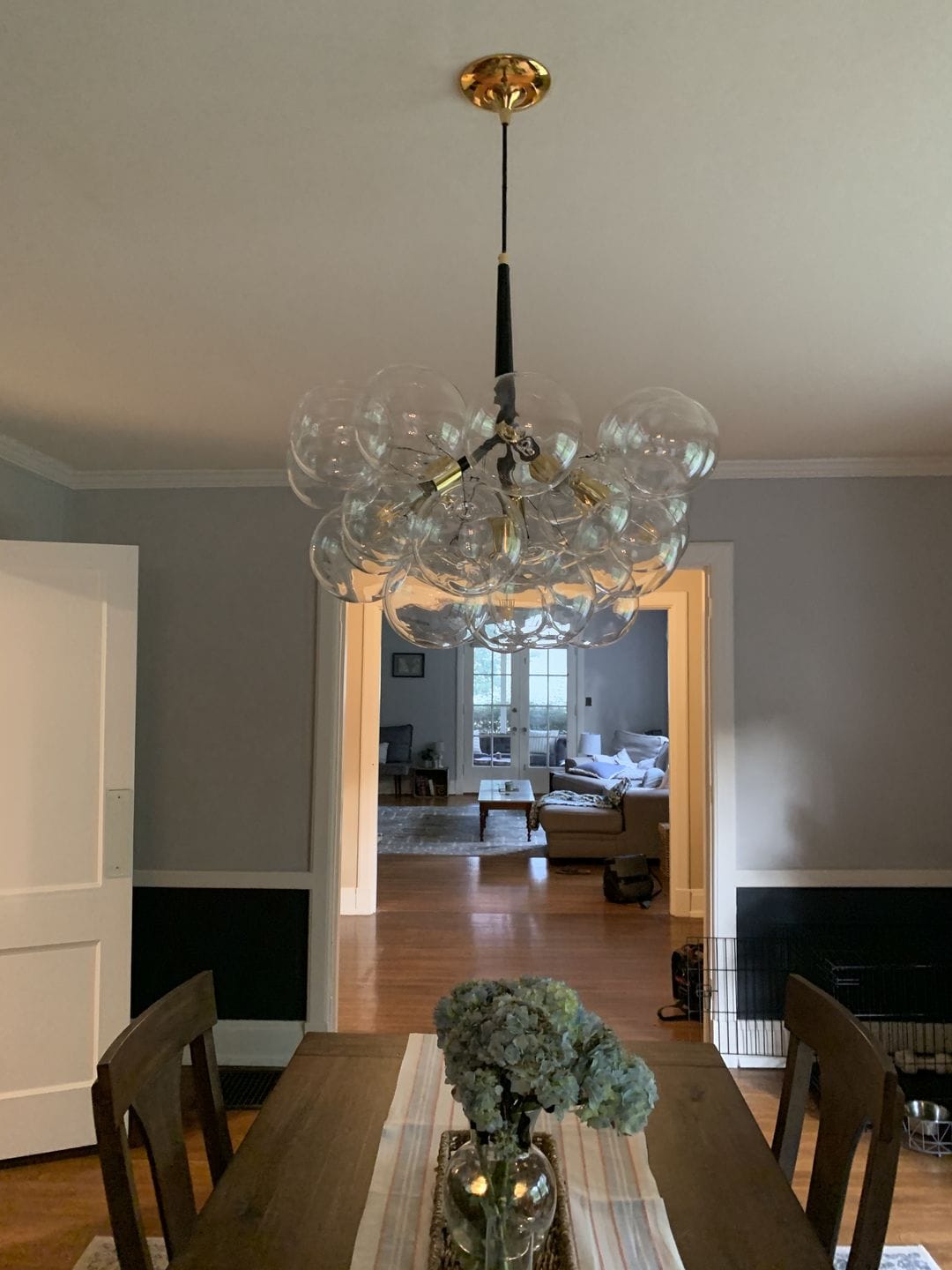 Customer photo review of Modern Clear Glass Bubble Cluster Chandelier