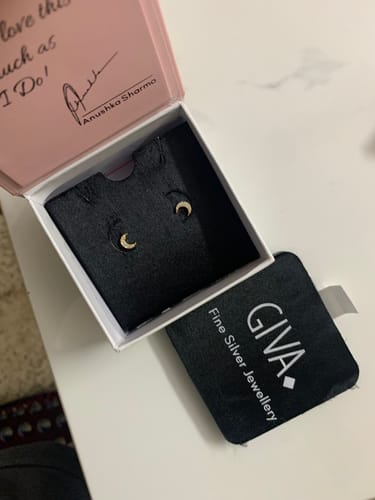 Customer photo review of Anushka Sharma Golden Crescent Zircon Earrings
