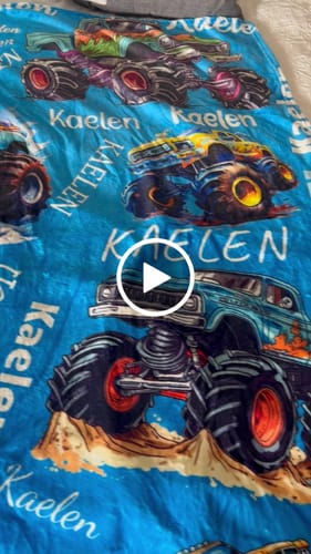 Customer video review of Free Shipping✈️Personalized Custom Name Monster Trucks Blankets Blanket for Kids