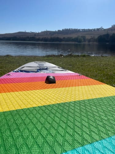 Customer photo review of Aquaplanet MAX 10’6″ Inflatable Paddle Board Package - Rainbow